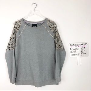Nanette Lenore | Gray Cutout Shoulder Pullover M